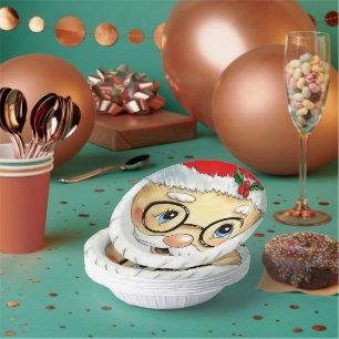 Cuencos De Papel Cuidados Navidades vacaciones acuarela Santa Face