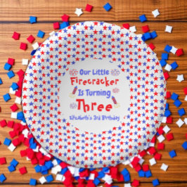 Cuencos De Papel Cumpleaños 3 de Little Firecracker