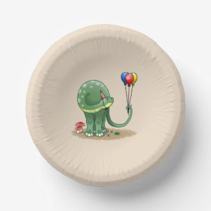 Cuencos De Papel Cumpleaños de dinosaurio con globos