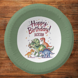 Cuencos De Papel Cumpleaños de Dinosaurio Personalizado Divertido