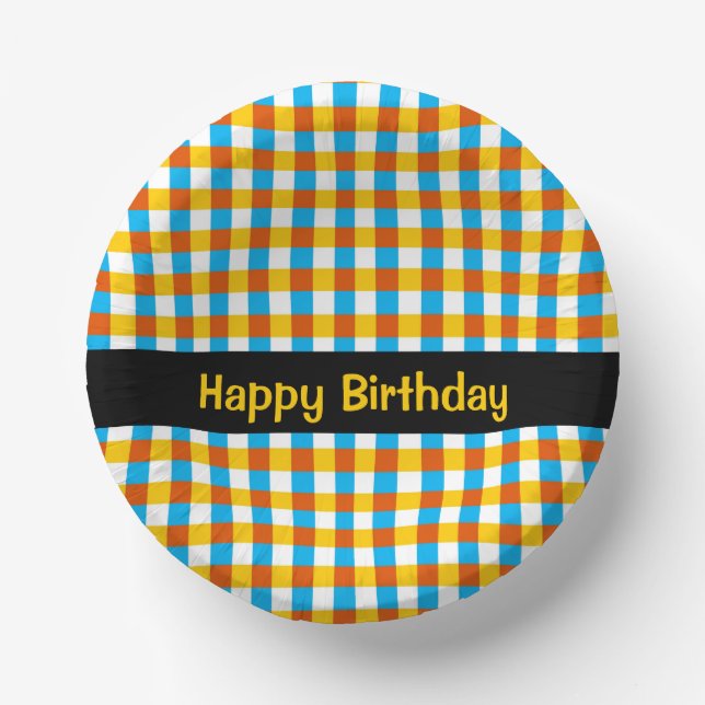 Cuencos De Papel Cumpleaños de Globe Check (Anverso)