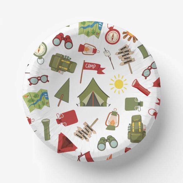 Cuencos De Papel Cumpleaños de un niño feliz campista (Anverso)
