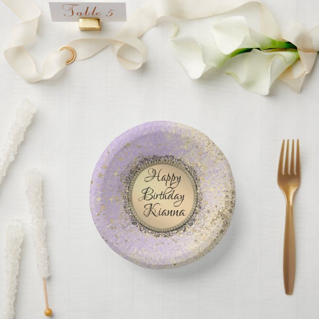 Cuencos De Papel Cumpleaños del Purpurinoso astuto Starry Lavender (Boda)