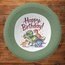 Cuencos De Papel Cumpleaños divertido de dinosaurio 