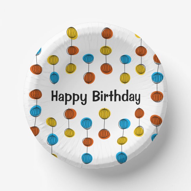 Cuencos De Papel Cumpleaños feliz de la cadena de globos (Anverso)