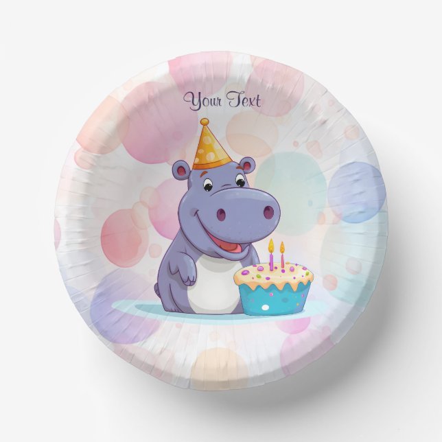 Cuencos De Papel Cumpleaños Hippo Paper Bowl (Anverso)