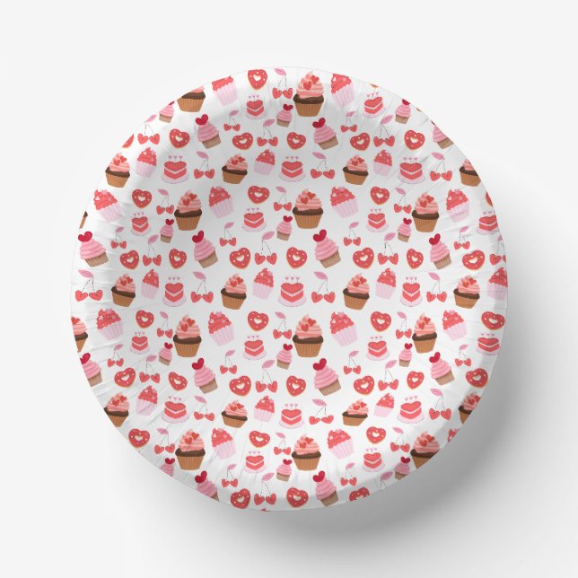 Cuencos De Papel Cupcakes dulces de San Valentín Postre de fiesta (Anverso)