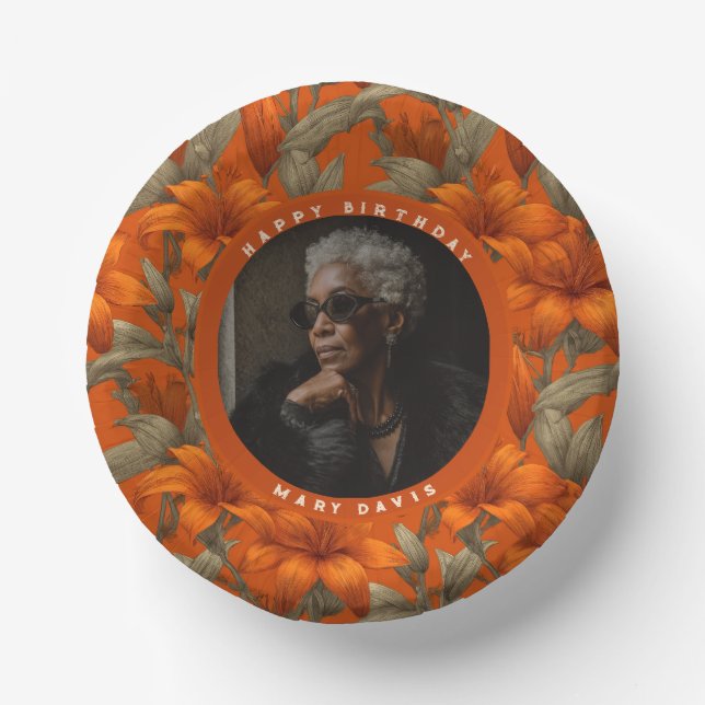 Cuencos De Papel Customized Custom Lilies Flower Summer Party (Anverso)