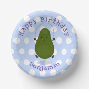 Cuencos De Papel Cute aguacate salto cuerda personalizado ilustraci