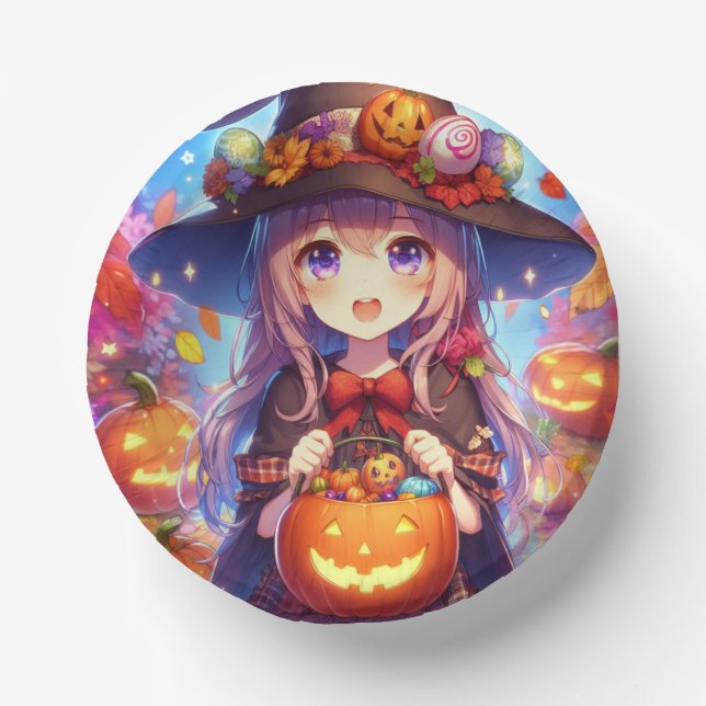 Cuencos De Papel Cute Anime Halloween Witch (Anverso)