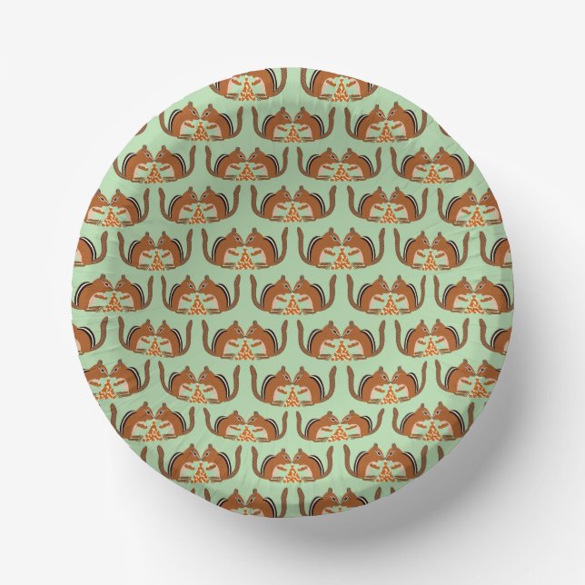 Cuencos De Papel Cute Chipmunks Fall Wedding Patterned (Anverso)