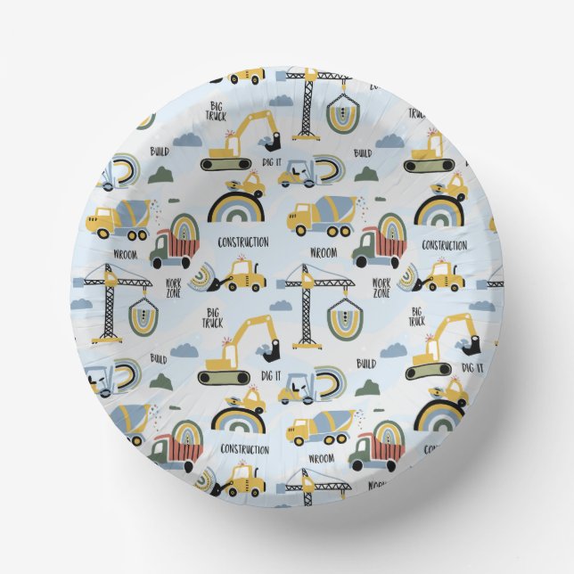 Cuencos De Papel Cute Construction Themed Birthday Party (Anverso)