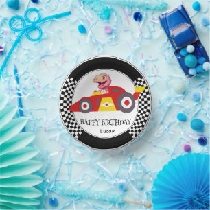 Cuencos De Papel Cute Dinosaur Birday racing car boy nombre