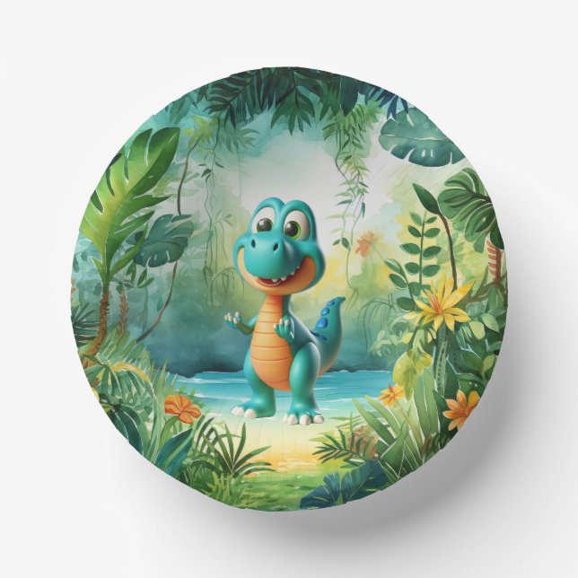 Cuencos De Papel Cute Dinosaur Paper Bowl (Anverso)