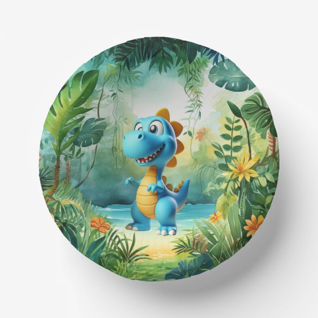 Cuencos De Papel Cute Dinosaur Paper Bowl (Anverso)
