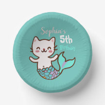 Cute gato sirena chica cumpleaños Meowmaid Purrmai