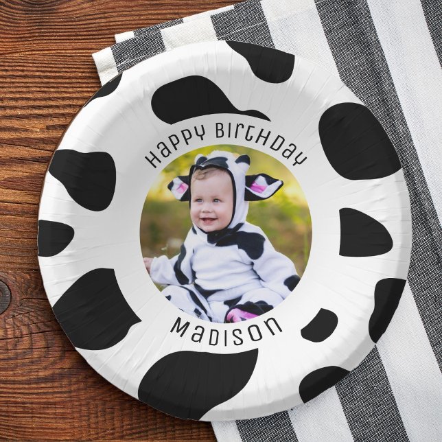 Cuencos De Papel Cute Holy Cow Print Farm Happy Birday Photo (Subido por el creador)