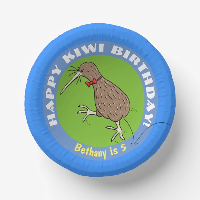 Cuencos De Papel Cute kiwi pájaro feliz cumpleaños personalizado pl (Anverso)