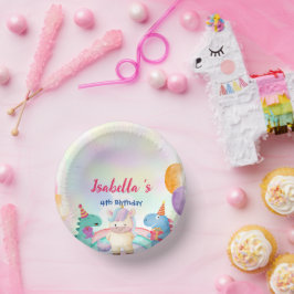 Cuencos De Papel Cute mágico arcoiris Dino Unicornio fiesta de cump