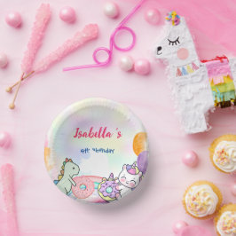 Cuencos De Papel Cute mágico arcoiris Dino Unicornio fiesta de cump