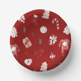 Cuencos De Papel Cute Merry Little Red Winers Navidades Baby Shower