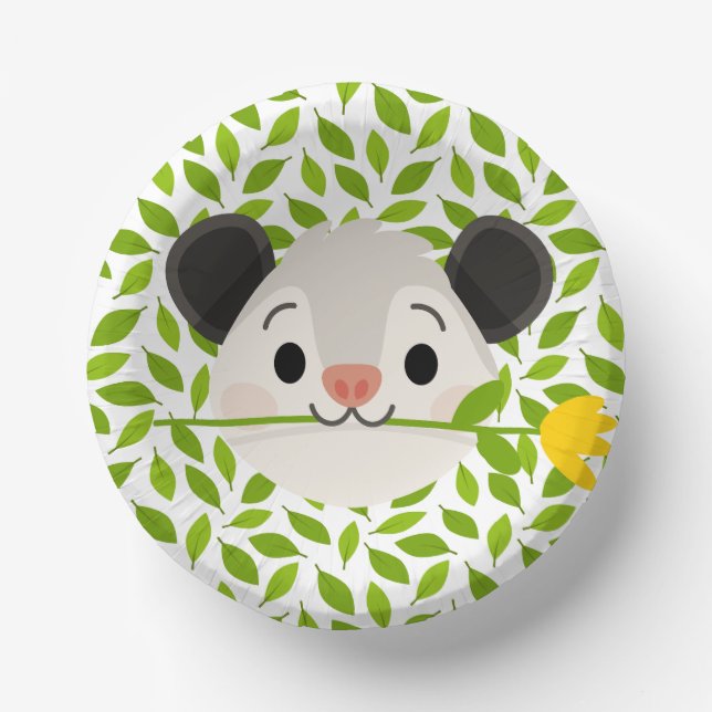 Cuencos De Papel Cute Opossum Animal Birthday Party (Anverso)