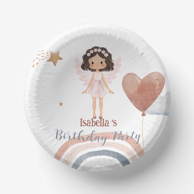 Cuencos De Papel Cute pequeño ángel afro chicas Balón Cumpleaños (Anverso)