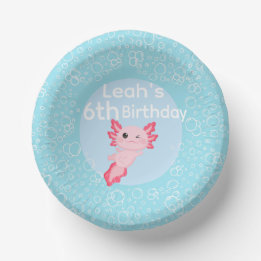 Cuencos De Papel Cute Pink Axolotl Underwater Birday Party