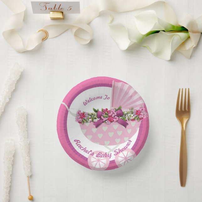 Cuencos De Papel Cute Pink Baby Stroller (Boda)