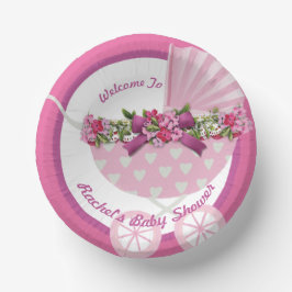 Cuencos De Papel Cute Pink Baby Stroller