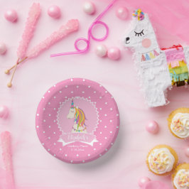 Cuencos De Papel Cute Pink Polka Dots Magical Unicornio Chica Cumpl