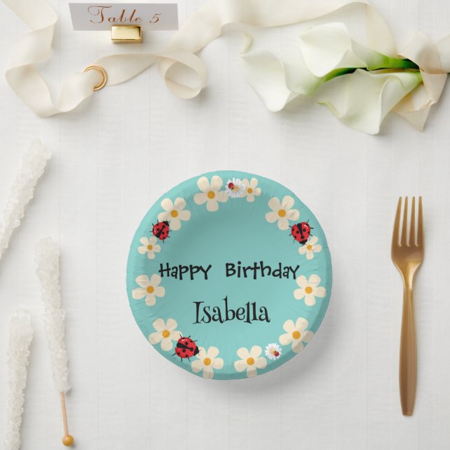 Cuencos De Papel Cute Polka dot Ladybug Daisy Flower Birday Party (Boda)