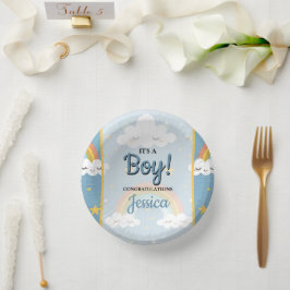 Cuencos De Papel Cute Rainbow and Sleeping Cloud Baby Shower