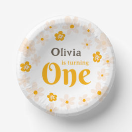 Cuencos De Papel Daisy Boho Floral Primer cumpleaños