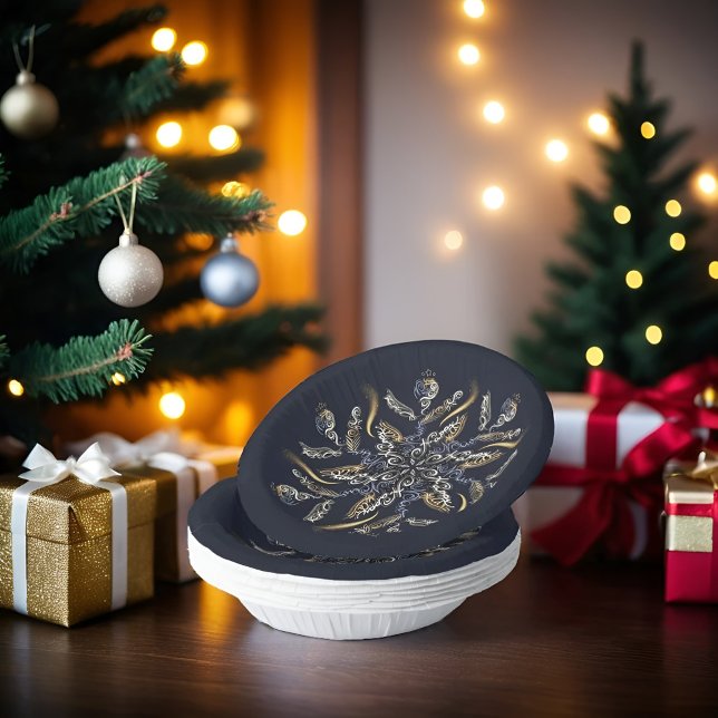 Cuencos De Papel Dark Blue & Gold Midnight Sparkle Stars New Year  (Subido por el creador)