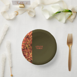 Cuencos De Papel Dark Green Leaves Feliz Día de Gracias