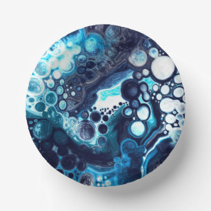 Cuencos De Papel Deep Blue and White Marble Fluid Art