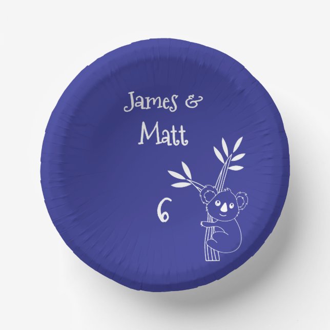 Cuencos De Papel Deep Blue Fun Animals Australianos Cumpleaños (Anverso)