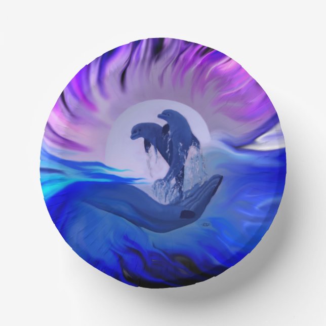 Cuencos De Papel Delfines en la luna (Anverso)