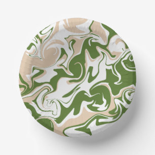 Cuencos De Papel Derrame - Blanco, arena y verde pálido