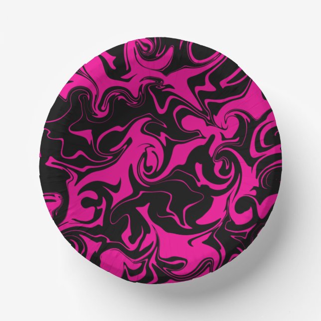 Cuencos De Papel Derrame - Magenta y negro (Anverso)