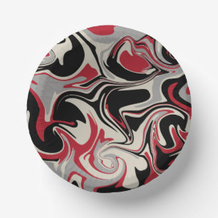 Cuencos De Papel Derrame - rojo, gris, negro y blanco óseo