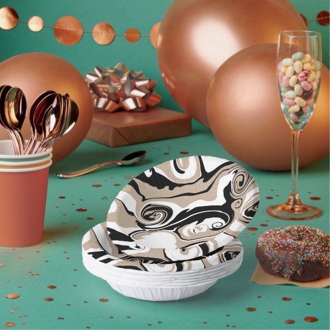 Cuencos De Papel Derrame - Taupe, negro y blanco (Multi)