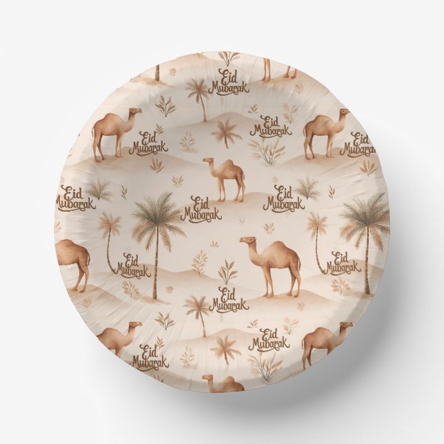 Cuencos De Papel Desert Palms & Camels Paper Bowls – Brown Theme (Anverso)