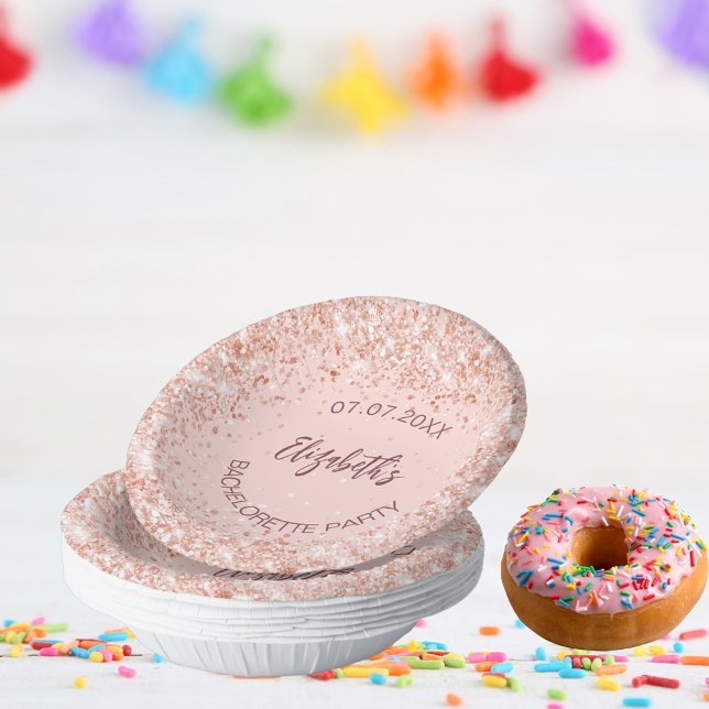 Cuencos De Papel Despedida de soltera rosa confeti nombre oro (Subido por el creador)