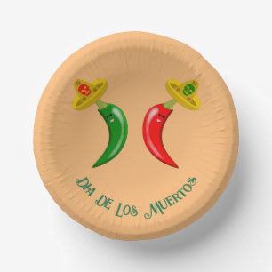 Cuencos De Papel Día del Muerto Personalizado Mexicano del Chilis