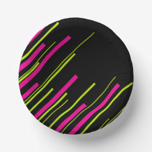 Cuencos De Papel Diagonarios en verde limón, rosa caliente y negro