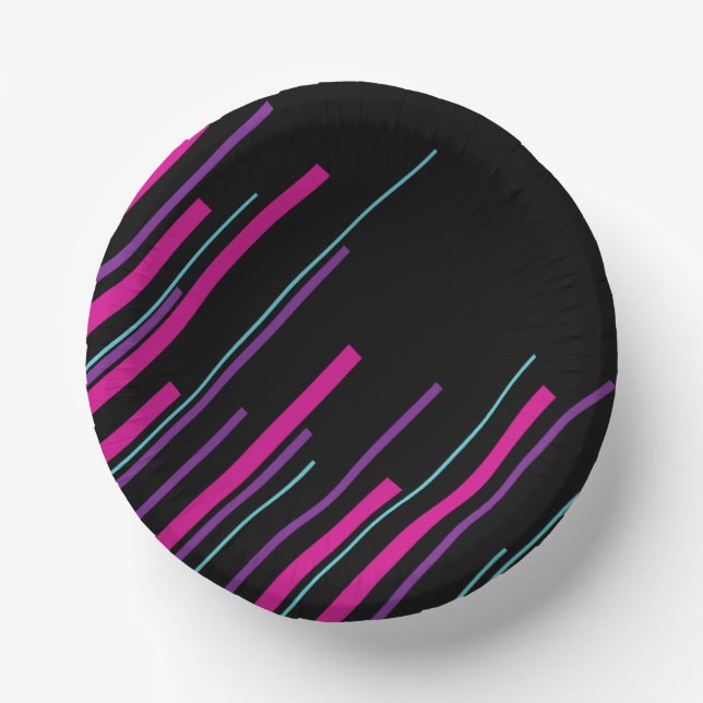 Cuencos De Papel Diagonarios - rosa, púrpura, azul y negro (Anverso)