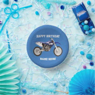 Cuencos De Papel Dirt Bike Blue Birthday Sport Motorbike Fiestas