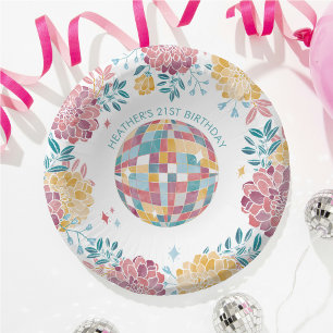 Cuencos De Papel Disco Garden Fiesta Retro Floral Cumpleaños